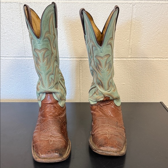 Justin Boots Brown and Green Women's Cowboy Boots - Picture 1 of 5